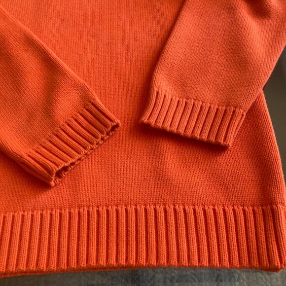LAUREN RALPH LAUREN | Vintage Orange 1/4 Zip Cotton Knit Pullover Sweater Prep L - Picture 10 of 13